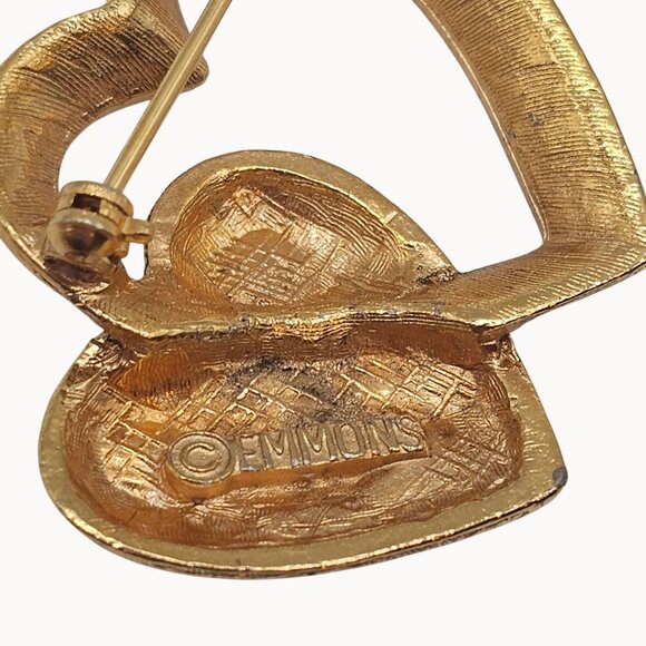 EMMONS Brooch VTG Gold Tone Heart Love Romance Retro Womens Gift Fashion Jewelry - Picture 4 of 12